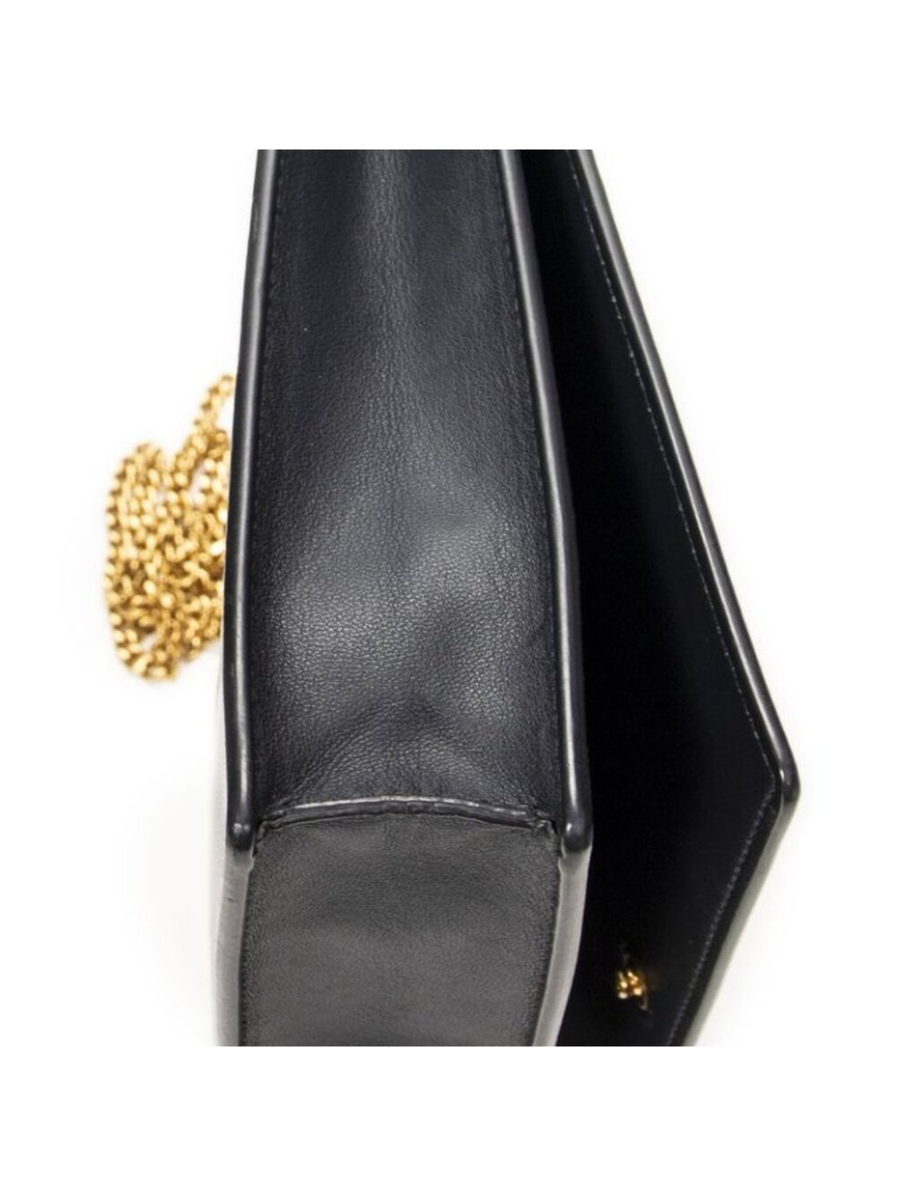 Celine Frame Evening Chain Clutch Navy Red Calfskin Leather - Picture 7 of 10